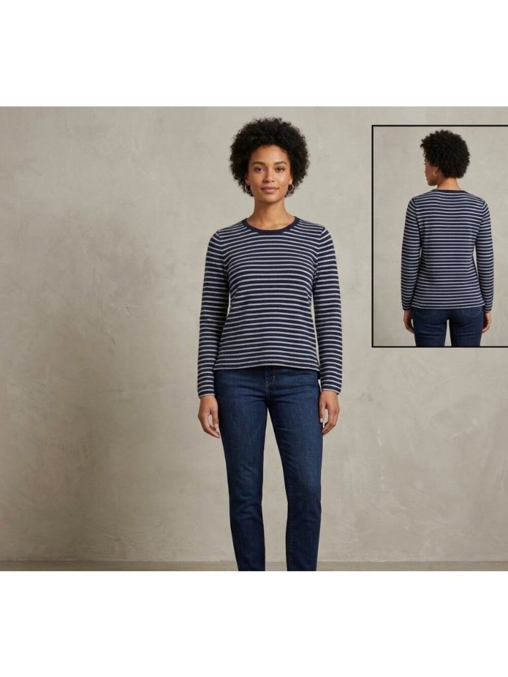Gap Womens Navy Blue & White Striped Long Sleeve Cotton Shirt Size S Casual Crew
